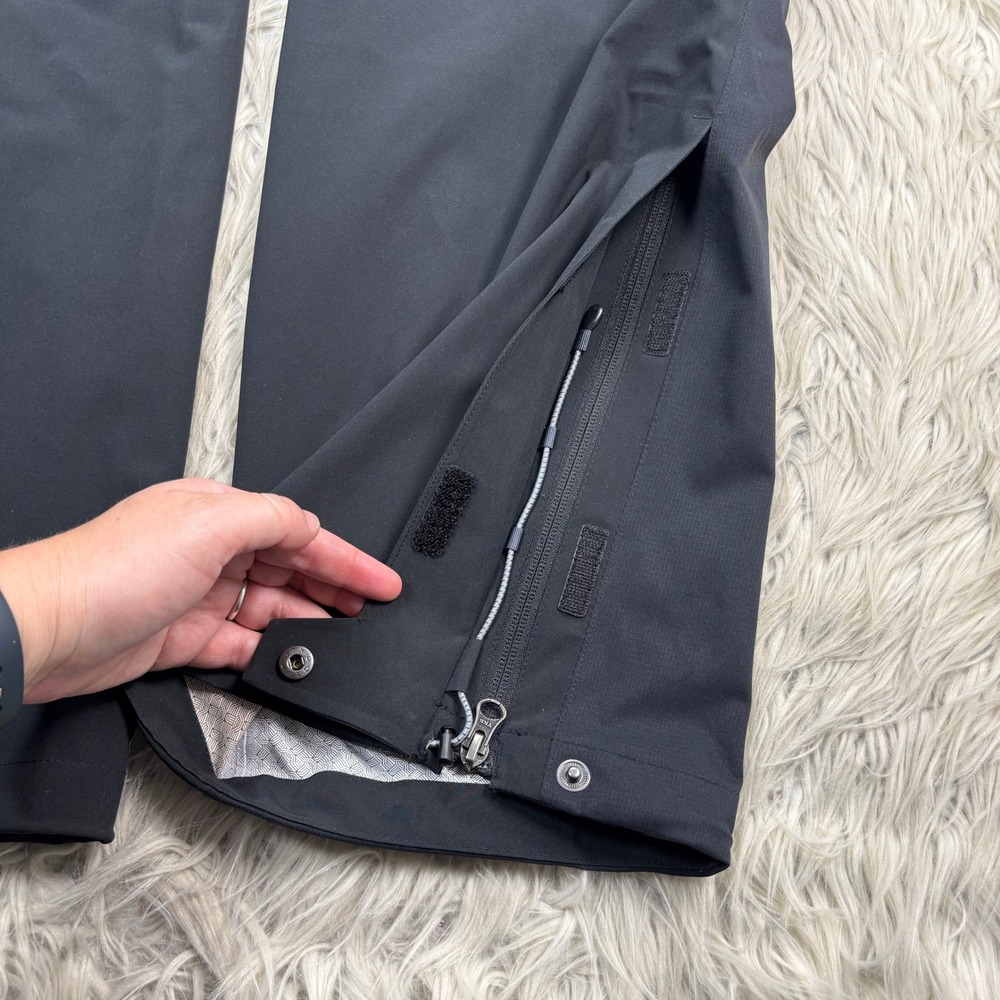 REI Women's LP Black Rainier Rain Pants Seam Sealed Drawstring Hems Waterproof - Picture 2 of 8